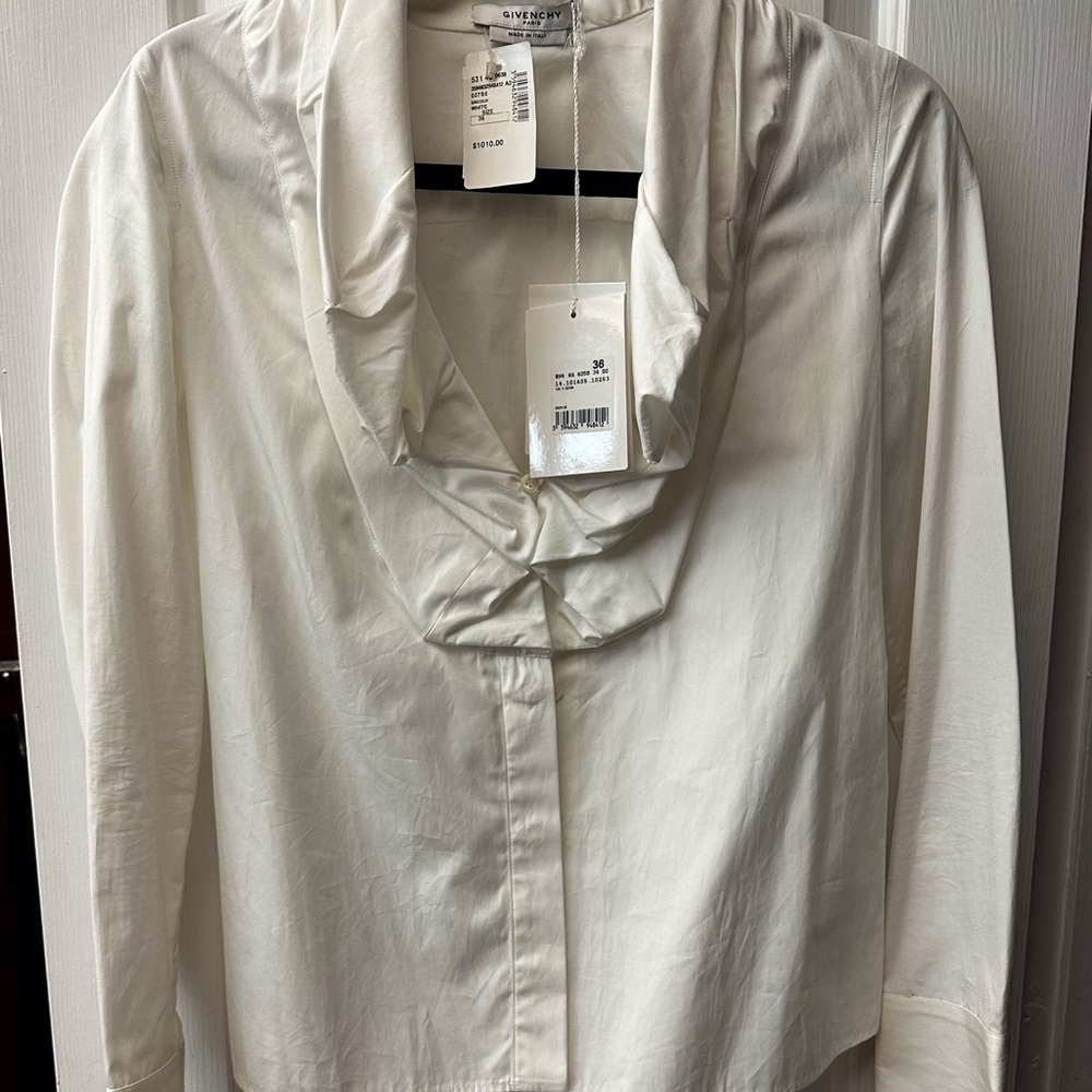 Yves Saint Laurent White Cotton Blouse size 36 $1,010